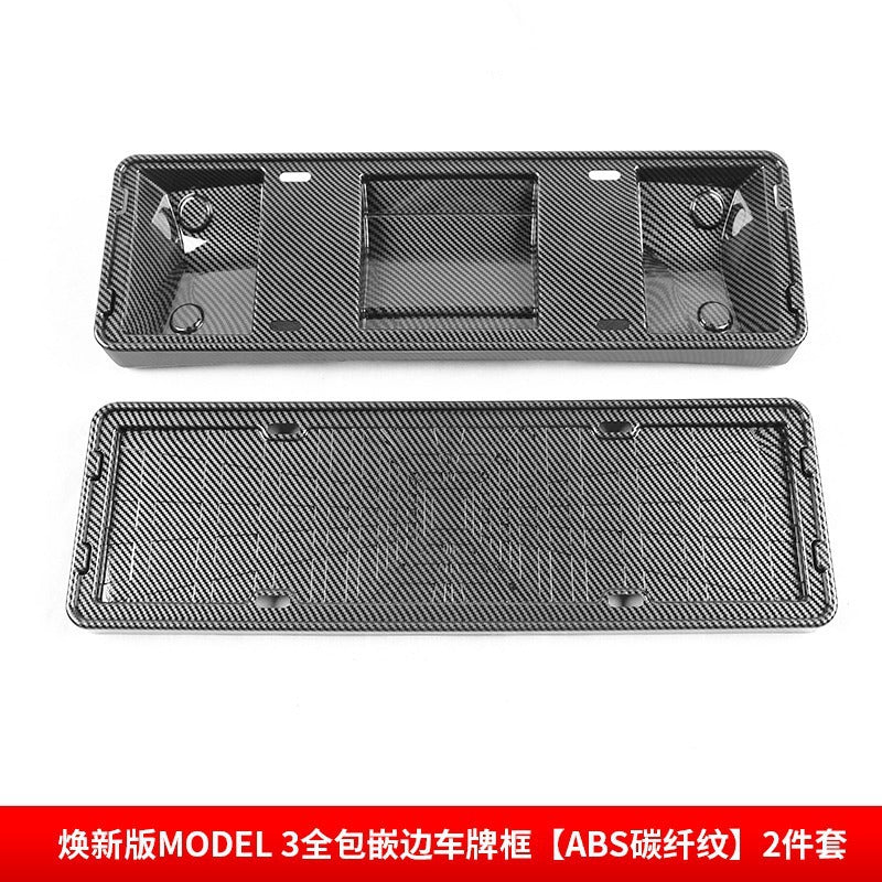 Tesla Model 3 License Plate Frame with Carbon Fiber Design