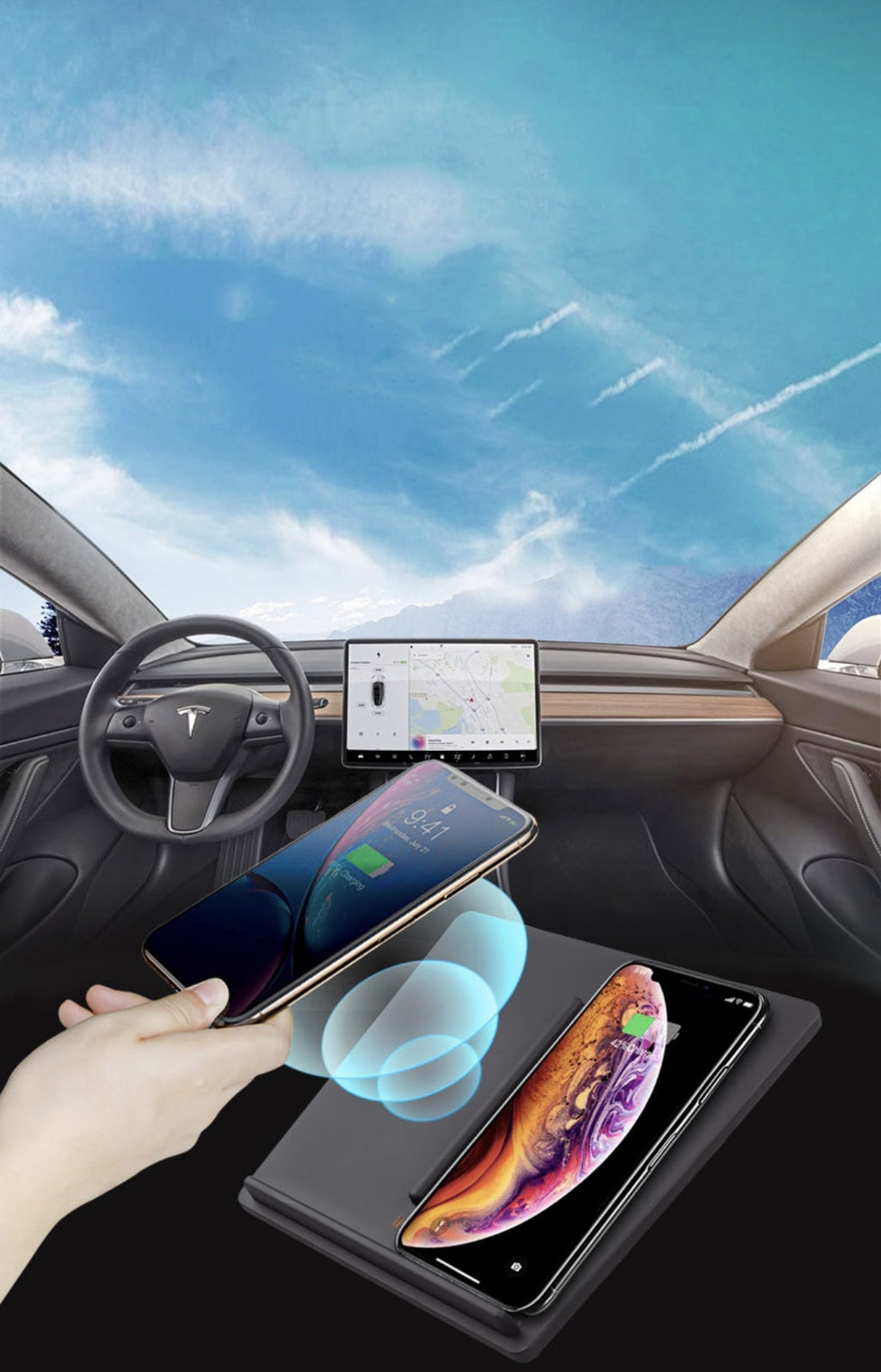 Tesla Model 3 Dual Fast Wireless Charger for Cars