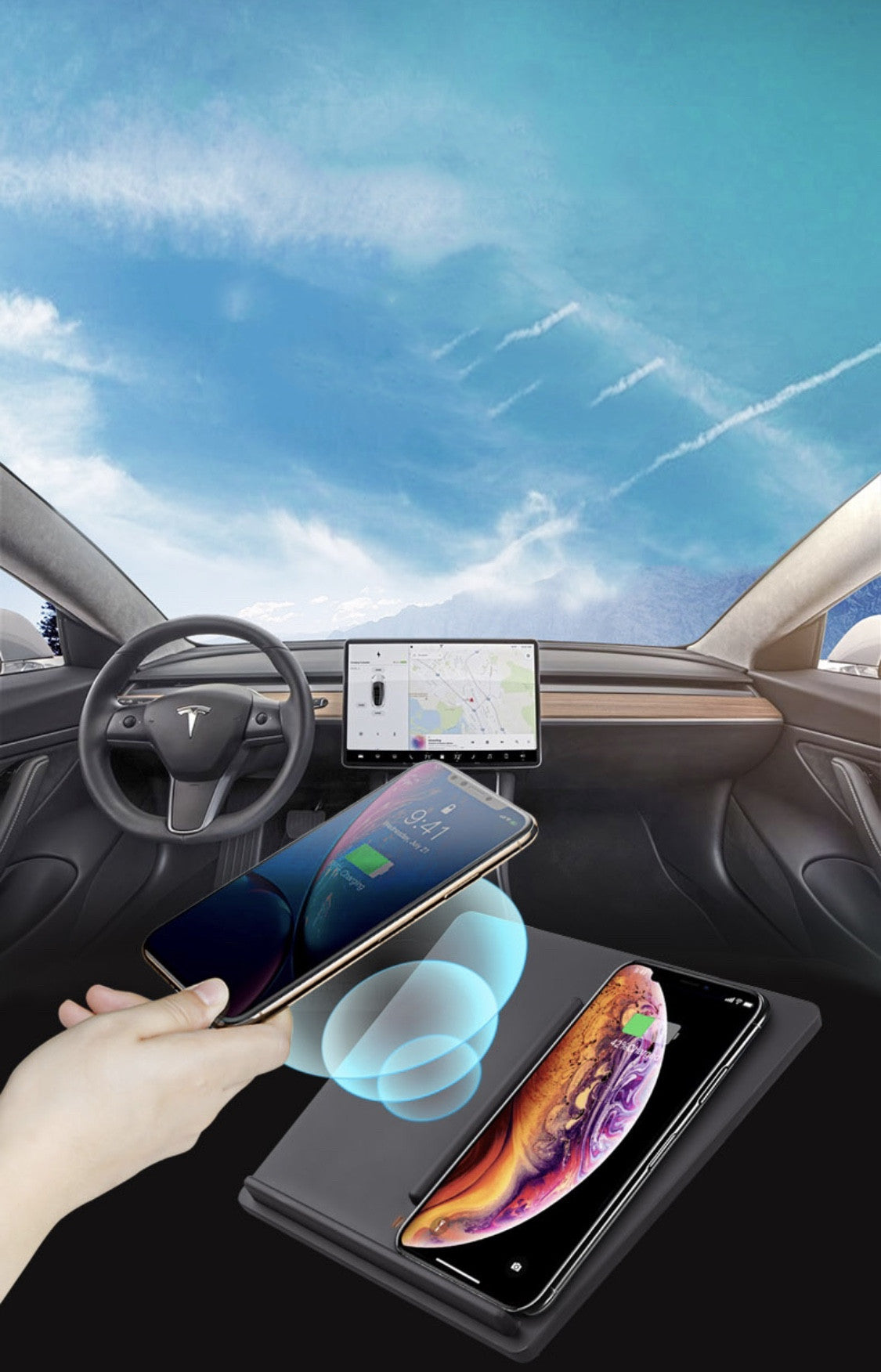 Tesla Model 3 Dual Fast Wireless Charger for Cars