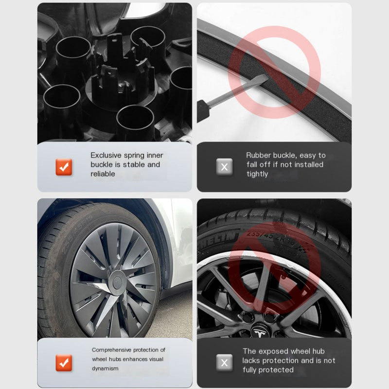 Black Full Cover Wheel Hub Caps for Tesla Model Y 19"