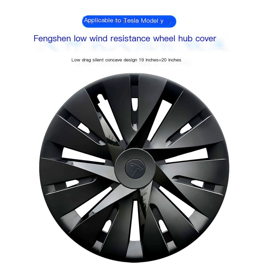 Black Full Cover Wheel Hub Caps for Tesla Model Y 19"